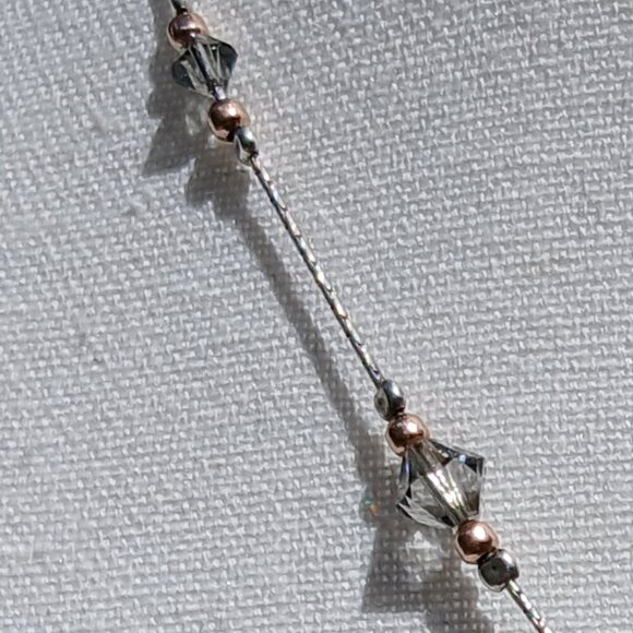 Sterling Silver Necklace With Drop Detail Smokey Gray - Picture 3 of 3